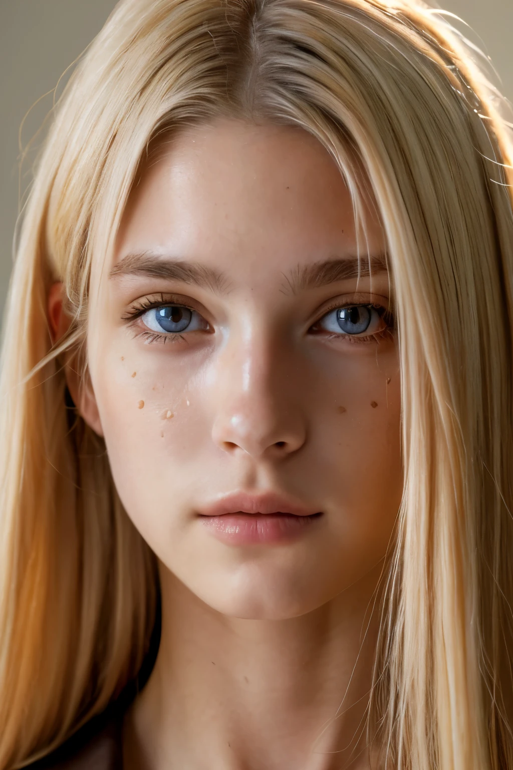 ((highest quality)), ((super resolution)), ((realistic)), (intricate details), 19 years old, blonde hair, perfect face, compensate:1.5, light shines on your face, facial details, goblin_cut,