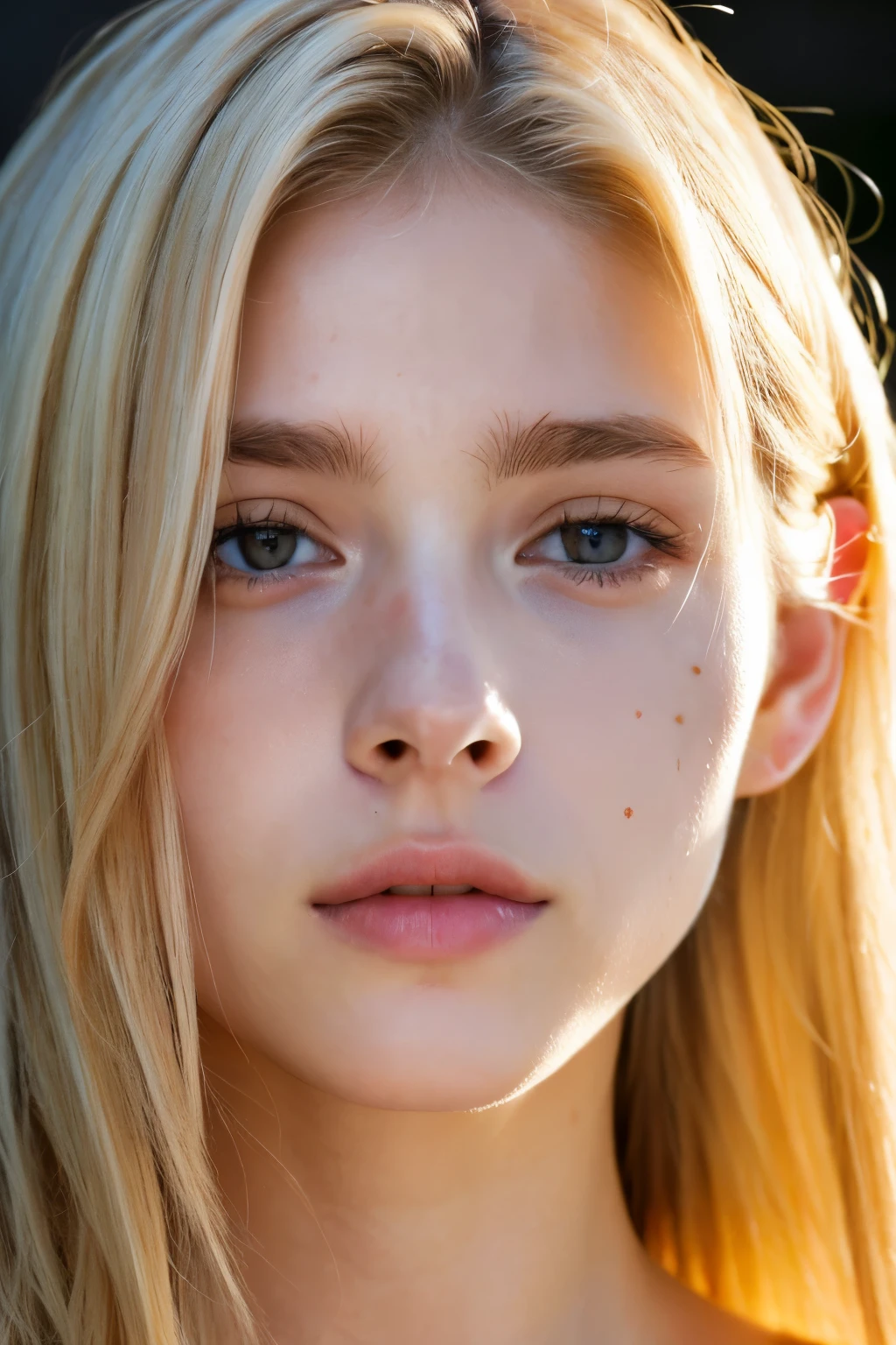 ((highest quality)), ((super resolution)), ((realistic)), (intricate details), 19 years old, blonde hair, perfect face, compensate:1.5, light shines on your face, facial details, goblin_cut,
