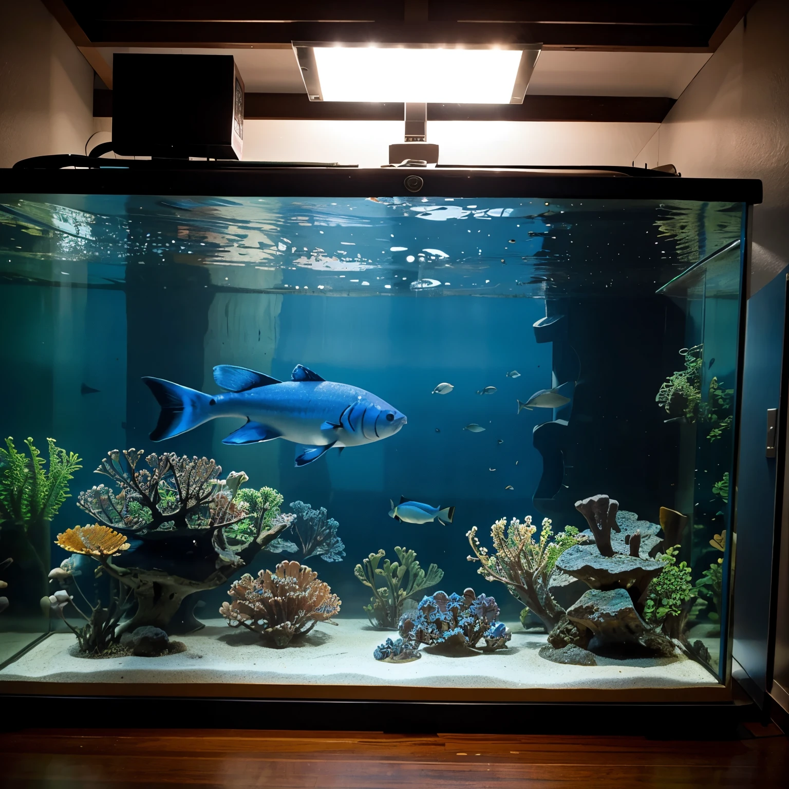 Blue fish in aquarium