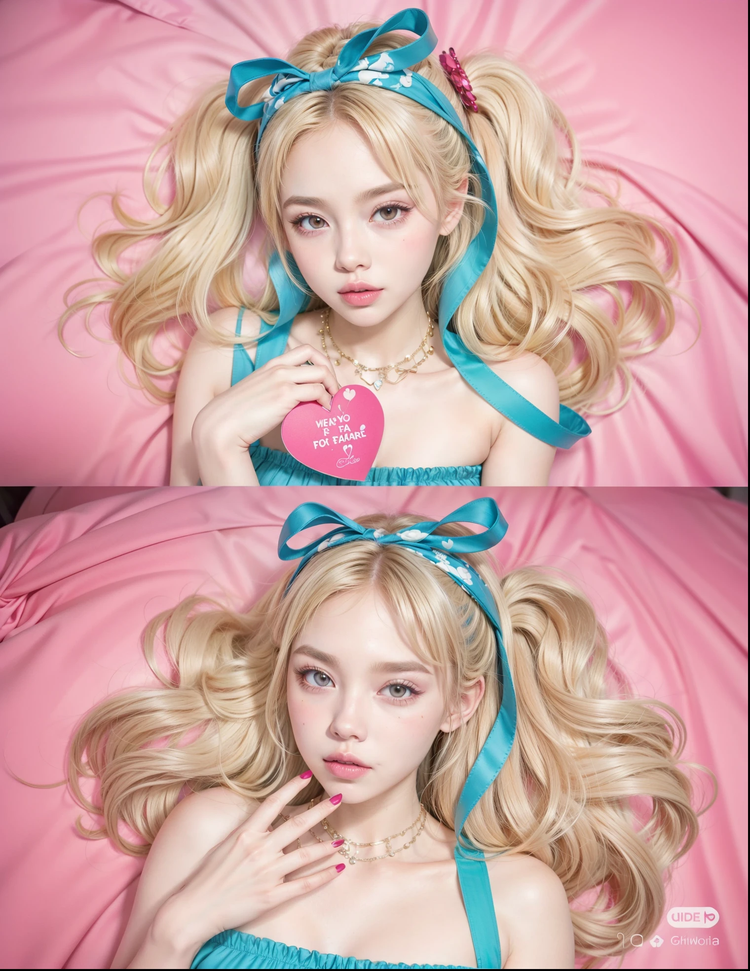 Araffes of a woman with a heart-shaped sticker on her face., bella delfina, ava max, plastic doll, doll face, retrato de jossi de blackpink, parque roseanne de blackpink, kim taejin, retrato de kim petras, aesthetic!!!!!! genio femenino, sweet girl, japanese gyaru portrait, very aesthetic!!!!!!, Peluca