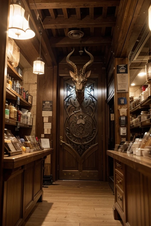((best quality)), ((masterpiece)), (detailed), perfect In a bustling fantasy town, hidden amidst winding cobblestone streets, lies a photo-realistic scene of a captivating role-playing game weapon shop. The shop's entrance is adorned with a hand-carved wooden sign, displaying the name "Ironclad Arms" in bold, golden letters. As you step inside, you are enveloped by the scent of polished wood and faint hints of metal.
The walls of the shop are lined with an impressive array of shields, each one meticulously crafted and gleaming with enchantments. From mighty tower shields to elegant bucklers, they are arranged as if they were a defensive wall themselves. Light dances off their intricate designs, featuring emblems of noble houses, mythical creatures, and ancient symbols.
Behind a well-worn wooden counter, a wide variety of swords glisten, their blades reflecting the warm glow of nearby torches. Each sword tells a unique story, from slender and agile rapiers to hefty and devastating greatswords. They are displayed in ascending order of grandeur, allowing customers to choose their preferred weapon with ease.
On the shelves nearby, potion bottles of various shapes and sizes stand neatly arranged. Vibrant colors fill the glass containers, hinting at the magical elixirs contained within. Labels indicate their properties, offering rejuvenating healing potions, potent strength enhancers, and even mysterious concoctions promising otherworldly abilities.
Adjacent to the potions, wooden clubs of different lengths and thicknesses are labeled and organized, providing a more primitive weapon option for those who prefer a more straightforward approach. Each club showcases unique carvings, denoting the craftsmanship and care put into their creation.
In the center of the shop, a wanted poster captures attention. A sketched illustration of a fierce dragon, its scales rendered in intricate detail, is prominently displayed. The poster offers a substantial reward for anyone brave en