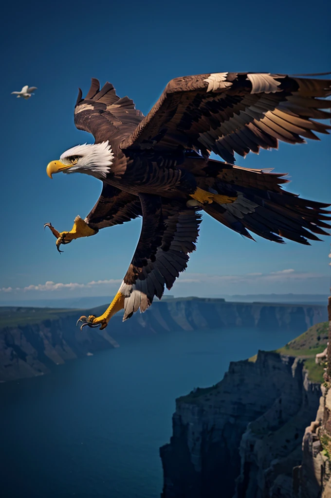 draw an eagle flying over the abyss 