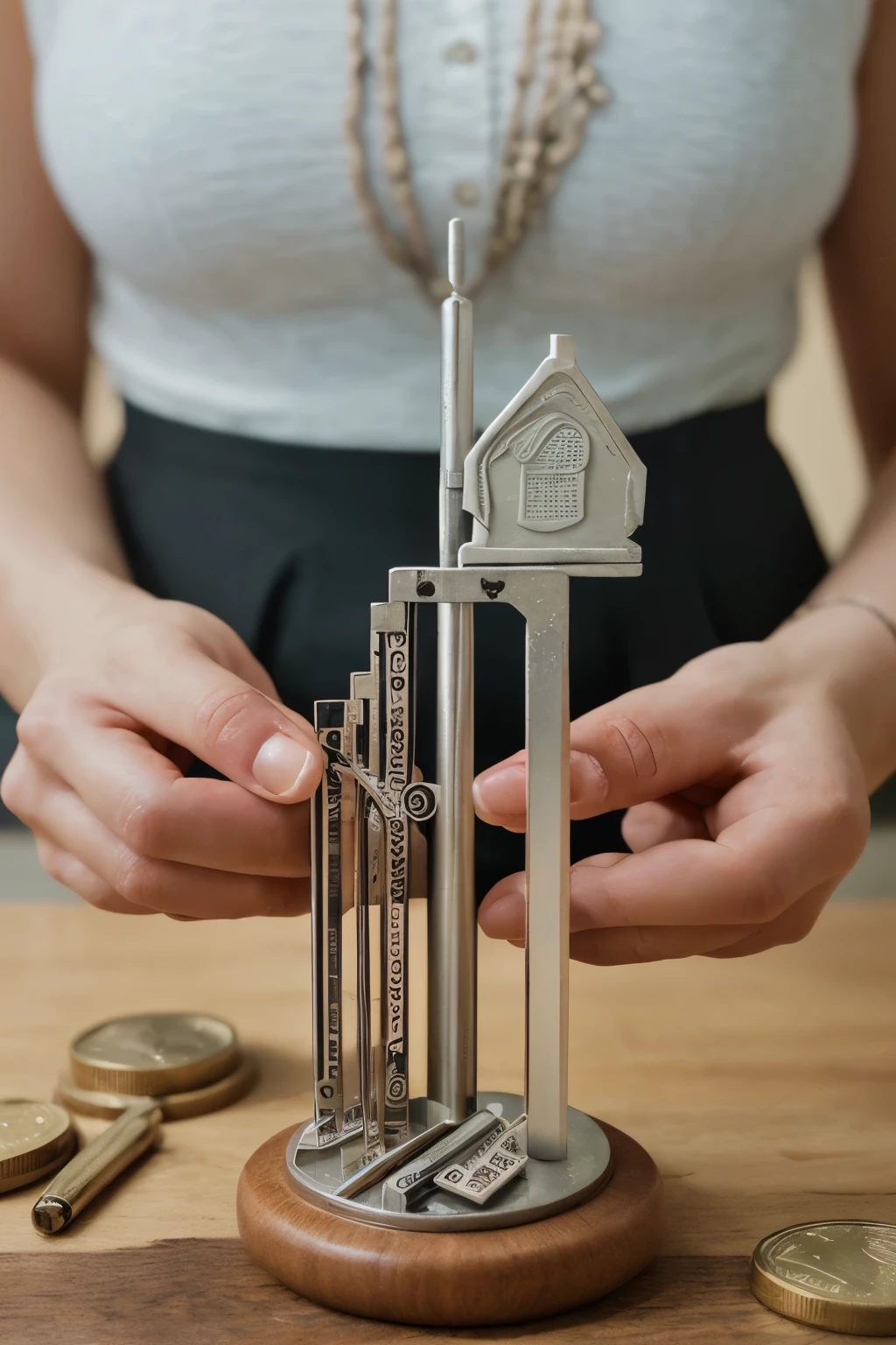 create a visually captivating image that embodies the uniqueness of our bank and our client-centric approach. Focus on incorporating symbolic objects that represent trust, stability, and innovation. Consider the following guidelines: