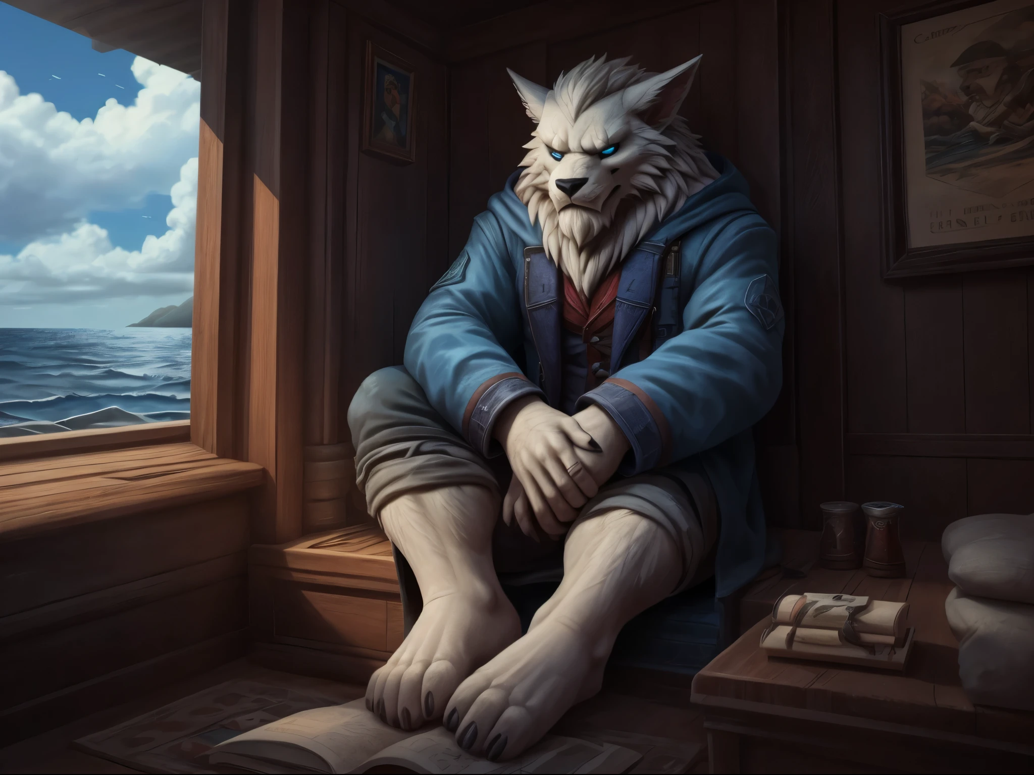 (((Barefoot furry character, full body, cinematic setting, male))) 

Masquerading as a man with a reason.
My charade is the event of the season
and if I claim to be a wise man, well
it surely means that I don't know.

On a stormy sea of moving emotion
tossed about I'm like a ship on the ocean.
I set a course for winds of fortune,
but I hear the voices say:

(Carry on my wayward son.)
(There'll be peace when you are done.)
(Lay your weary head to rest.)
(Don't you cry no more.)

BREAK, detailed background, 8K, (masterpiece:1.5), intricate details, highly detailed, extreme detail, octane render, fine art, best quality, highres, (detailed face:1.5), ((full_body)), UHD, (((perfect hands)))