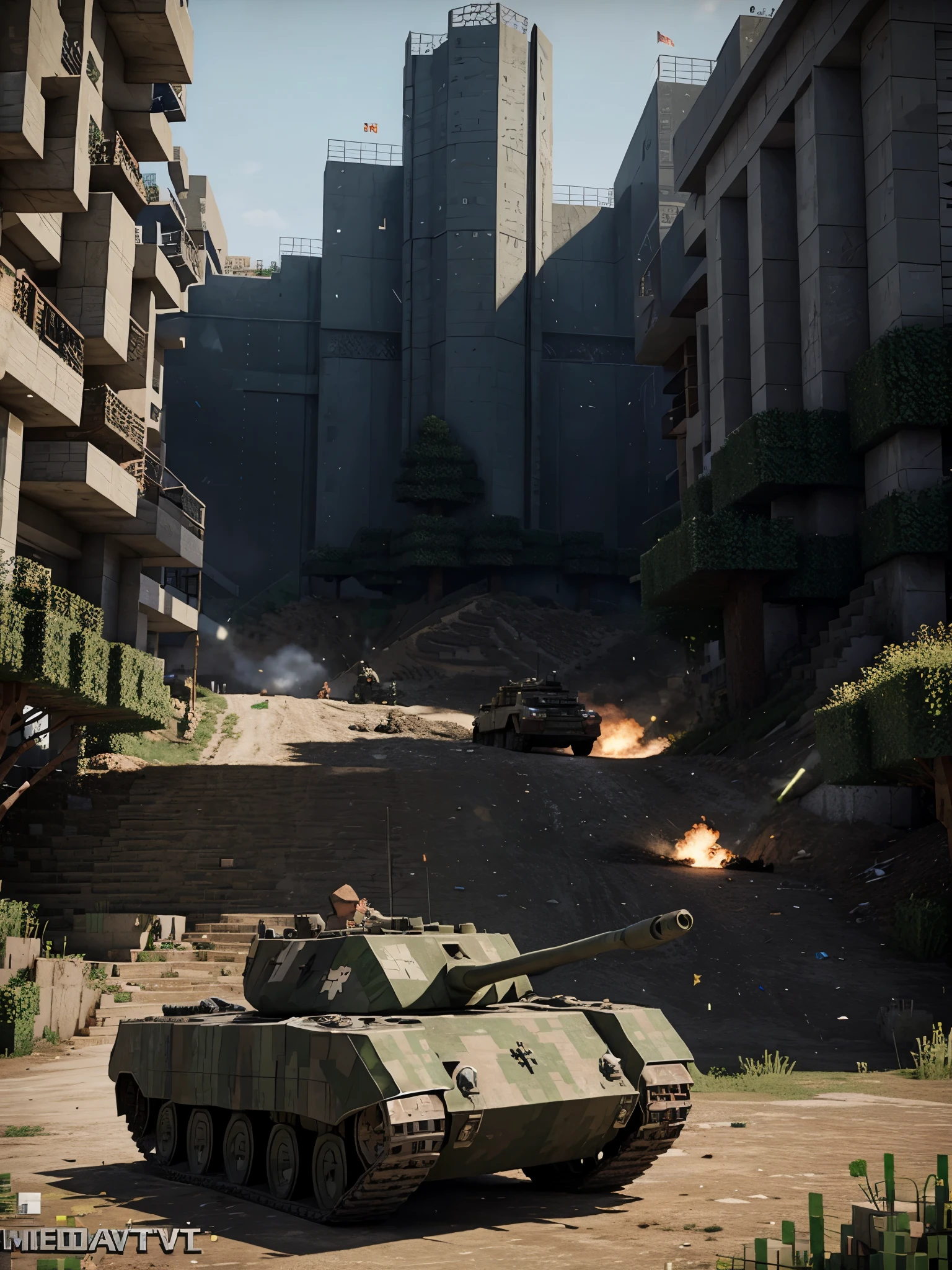 Minecraft call of Duty version in battle with tanks and planes
