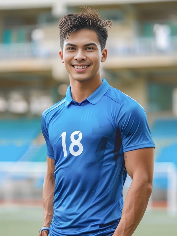 Male football player Arav in blue uniform stands on the field., Mohamed Shahin, Daniel Dosiu, Kyzil Salem, Henry&#39;s Ascension, Thawan Duchanee, Niwan Chandra, Joel Torres, Rafael Pernaz, 18 years old, good looking face, Kaio Santos, Ramil Sunga, Rick Dai, Uploaded