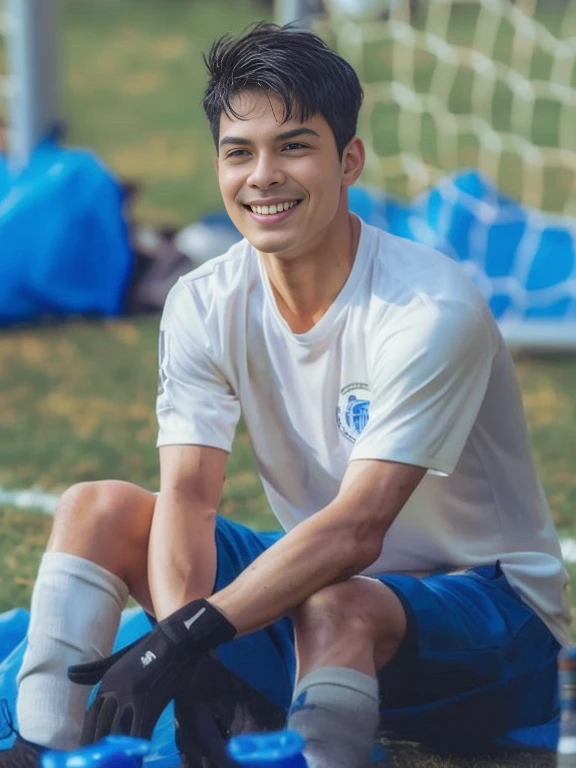 Arafat football player sitting on the floor with a ball, Niwan Chandra, Look happy, Thawan Duchanee, Kim Doyoung, Inspired by Adam Dario Kiel, Mohamed Shahin, Thailand, good looking face, Shin Jongho, Jonny Wan, practice, Taejoon Kim, Who is Siu?, Ross instead, Handsome Chad Chin