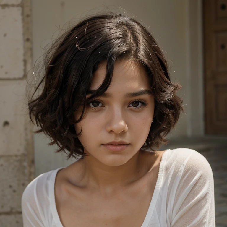 13 year old girl, blanca, cabello ?????, rizado, short corto y rizado