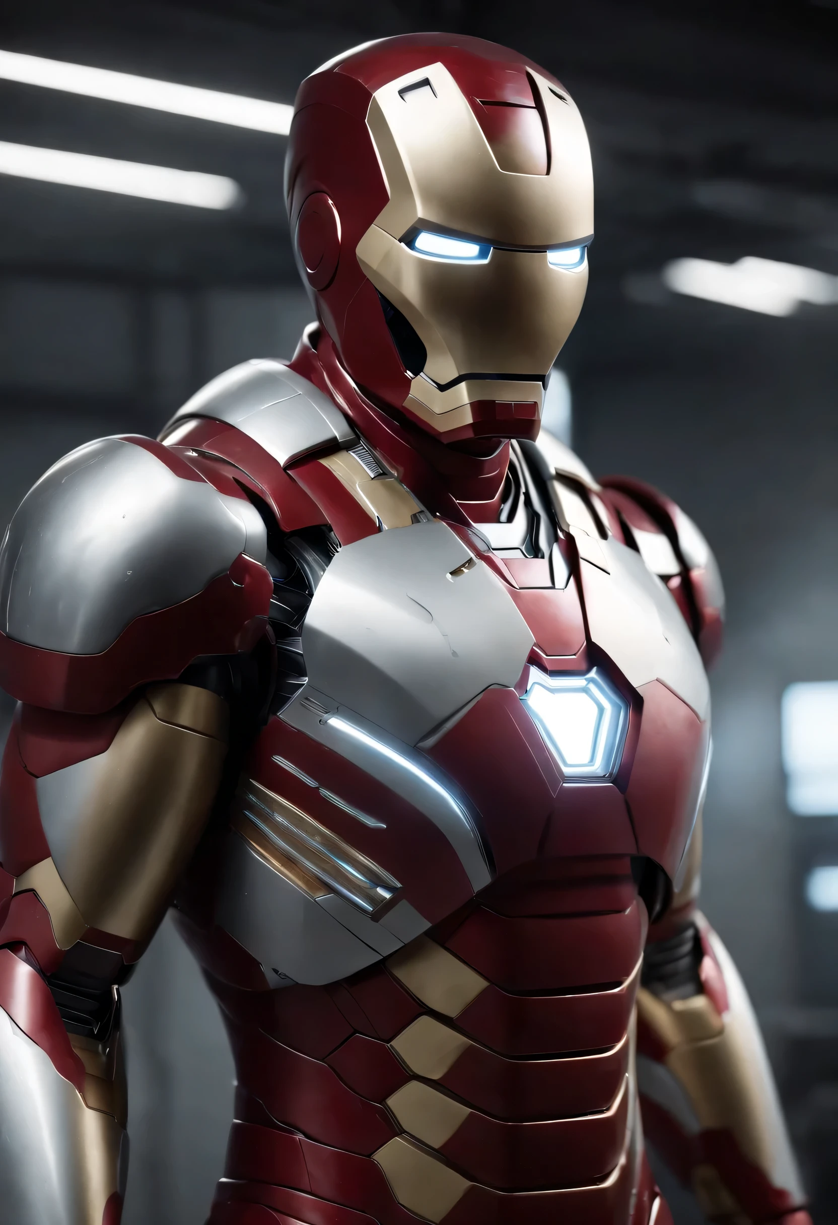 Marvel's somber half-length portrait of Iron Man with intricate angular cybernetic implants inside a futuristic kitchen, ciberpunk, Foto premiada, neon lights, cyber member, Holding an empty plate, obra maestra, HD, 32k, ultrarrealista, Alta calidad 4K, Renderizado en Unreal Engine 4K HQ, Renderizado en Unreal Engine 4K HQ, Arte conceptual 4K e hiperrealismo, Renderizado 4K detallado, hombre de Acero, art station 4k, Renderizado 4K de alto detalle, Tendencias 4K en la sede de ArtStation, Extremadamente fotorrealista