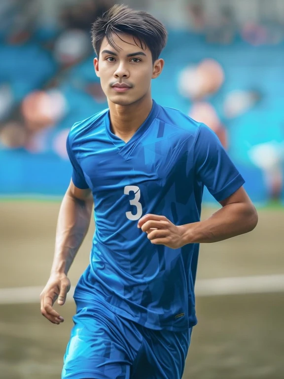 There was a young man in blue playing football., Mohamed Shahin style, Mohamed Shahin, Daniel Dosiu, Profile picture, Joel Torres, Shooter Photography, football player, Brian Pulido, เสด็จขึ้นสู่สวรรC์ของเฮนรี่, good looking face, Sports Photography, Rafael Pernaz, Anton Fadeyev 8 g.C, Profile picture, Alex Miranda