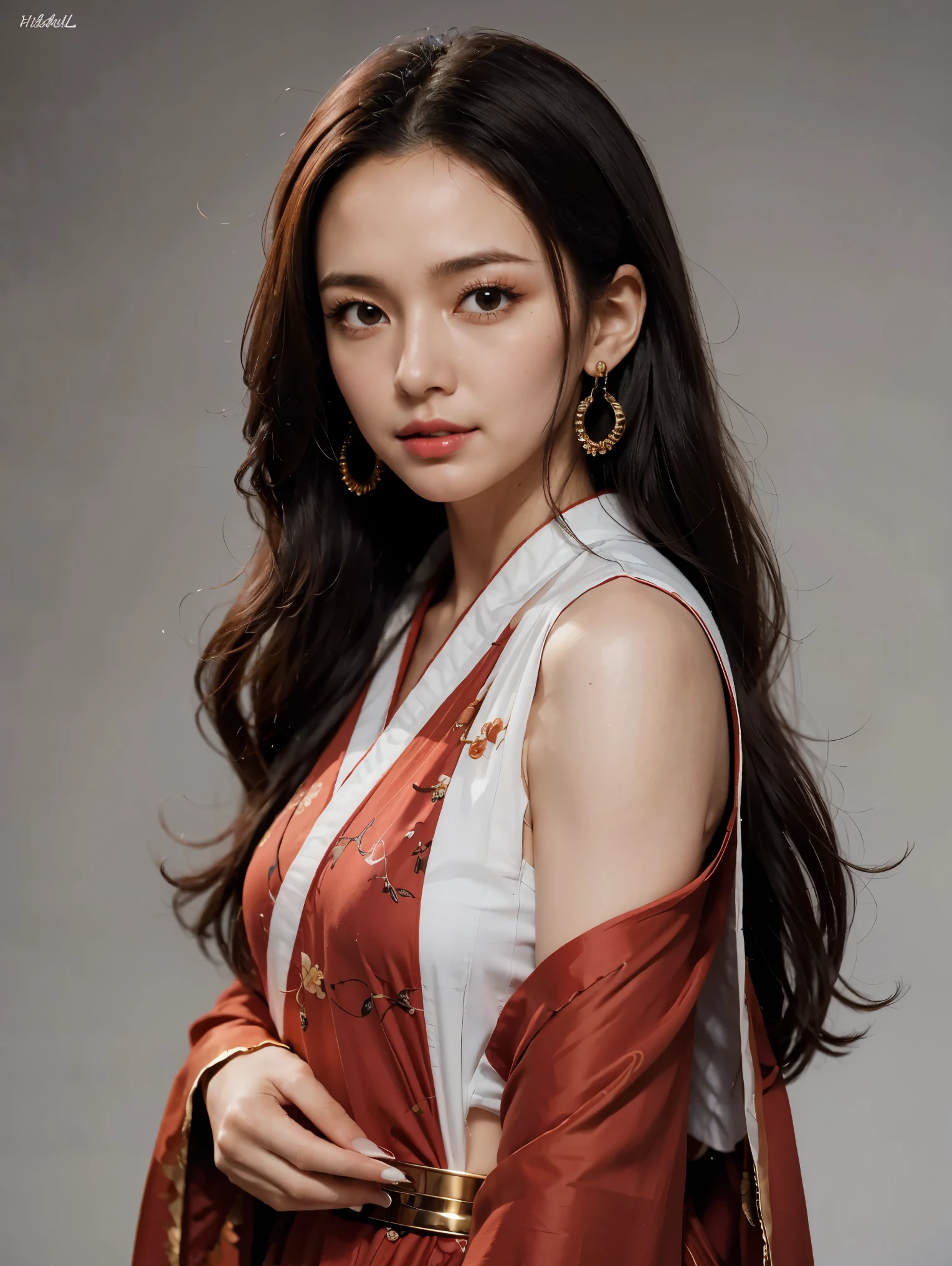 best quality, masterpiece, highres, 1girl, china hanfu,chinese architect background, red scarf, hair ornament,necklace, jewelry,Beautiful face,upon_body, tyndall effect,photorealistic, dark studio, rim lighting, two tone lighting,(high detailed skin:1.2), 8k uhd, dslr, soft lighting, high quality, volumetric lighting, candid, Photograph, high resolution, 4k, 8k, Bokeh,red dress girl