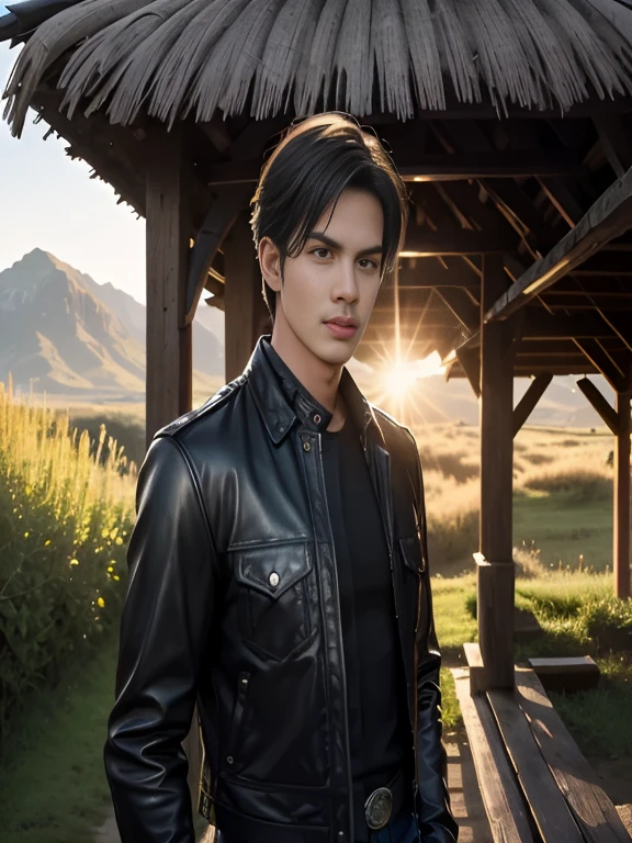 There was a man standing in front of a wooden structure., japanese live-action movie, The promotion is still on., Taisho Roman, Inspired by Yamagata Hiro, Photo Editor, promotional pictures, Still from the live action movie., Rick Dai, Official product pictures, Handsome Japanese demon boy, promotional pictures, Handsome male vampire, Official Photos, Inspired by Ikuo Hirayama