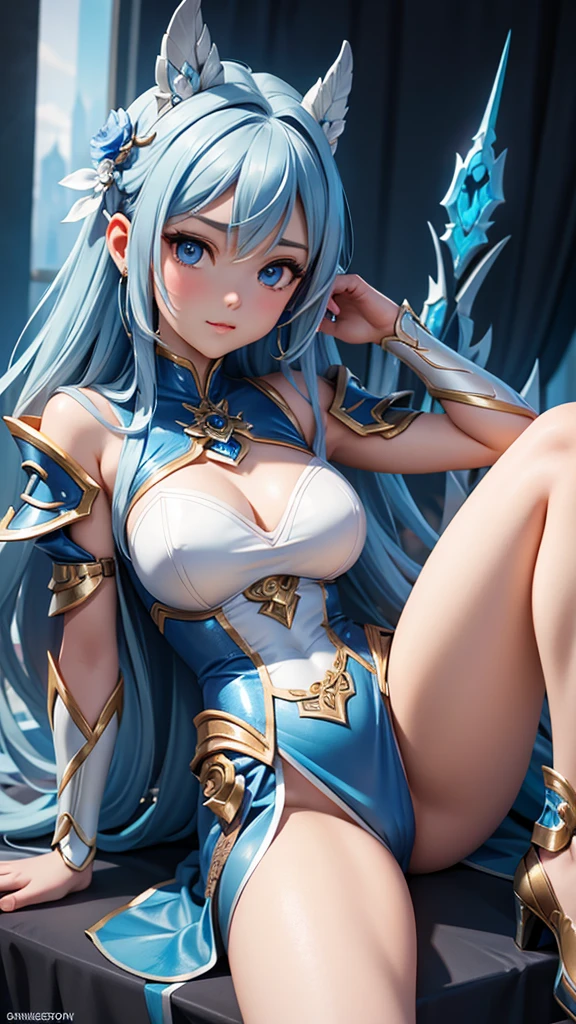 (8k, RAW photo, photorealistic) ,( A stunningly beautiful women, Anime style, capturing a young woman with mesmerizing blue eyes. Her arms and chest adorned with carefully crafted tattoos, showcasing her individuality. She has long beautiful bue hair, large wings, this illustration exudes a sense of authenticity and allure, making it a captivating visual masterpiece.