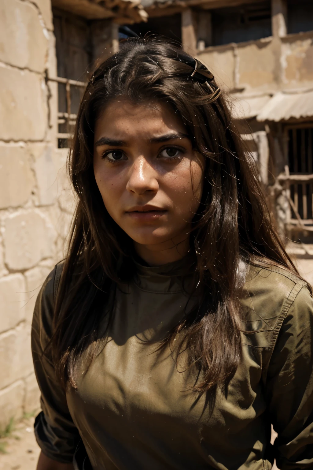 poor young girl fear on her face bronze age war captive