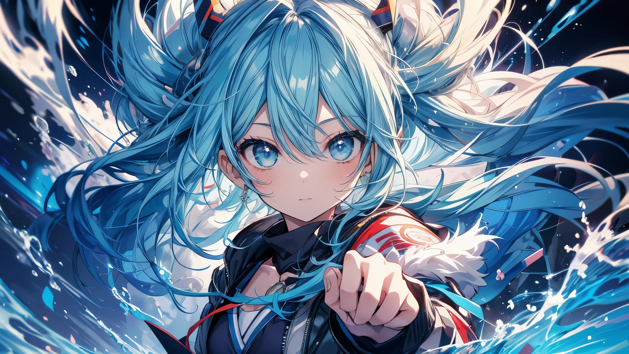 Dibujo de una chica con el pelo azul y una chaqueta azul, rimuru, estilo anime 2d, Foto de perfil de Rimuru Tempest, rimuru tempest, anime 2d, fubuki, foto completa de la tempestad de rimuru, cabello corto, chica anime con cabello verde azulado, arte 2d, arte 2d, Chica cola de caballo, Blue tie, Camisa blanca, indigo jacket, Brown belt at the waist..