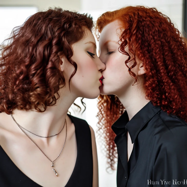 two nude girl, kissing