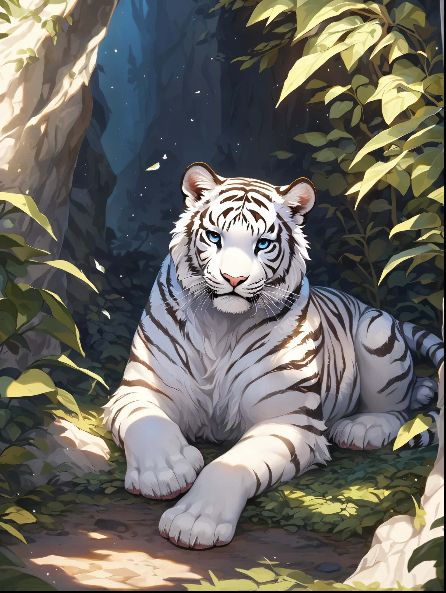 8K resolution, ((highest quality)), ((masterpiece)), ((super detailed)), (very delicate and beautiful), juvenile, cute, cool, beast, beast人, White Tiger, anime style illustration, whole body