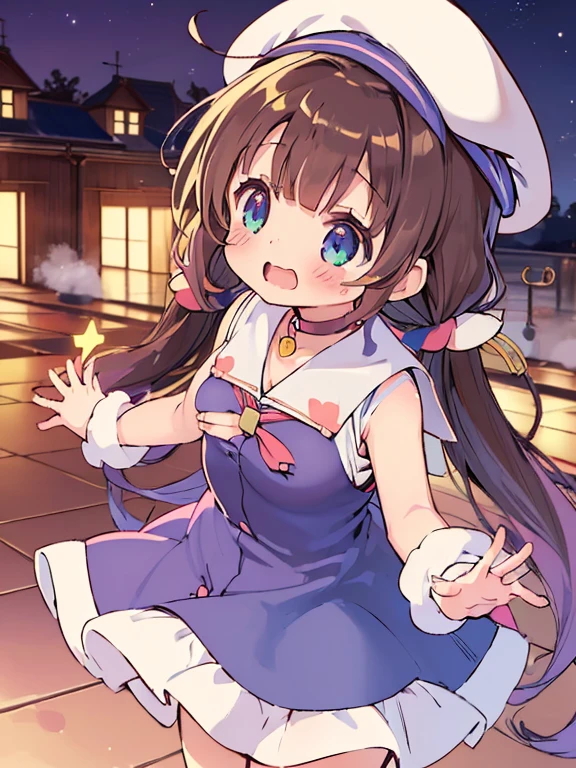 (school room:1.5),(Open mouth:1.5),steam,Night,Happiness,A smile,(grabbing on breasts:1.5),From below,bright pink and white dress,masutepiece, Best Quality,Hair Ornament,,Sailor hat,(Looking away:1.5),zettai_ryouiki+,Long hair,Black hair,white footwear,Choker, (large full breasts:1.5),bright pink costume,Spoken Heart,(6 years old:1.5),Anime,Sleeveless,PastelColors,(Vtuber:1.5),hair between eye,watercolor paiting,Skirt Glitter Heart,steam,Fluffy skirt design,(gochuumon wa usagi desu ka?:1.5)