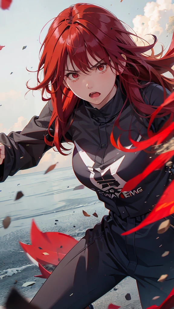  angry man ,red hair long