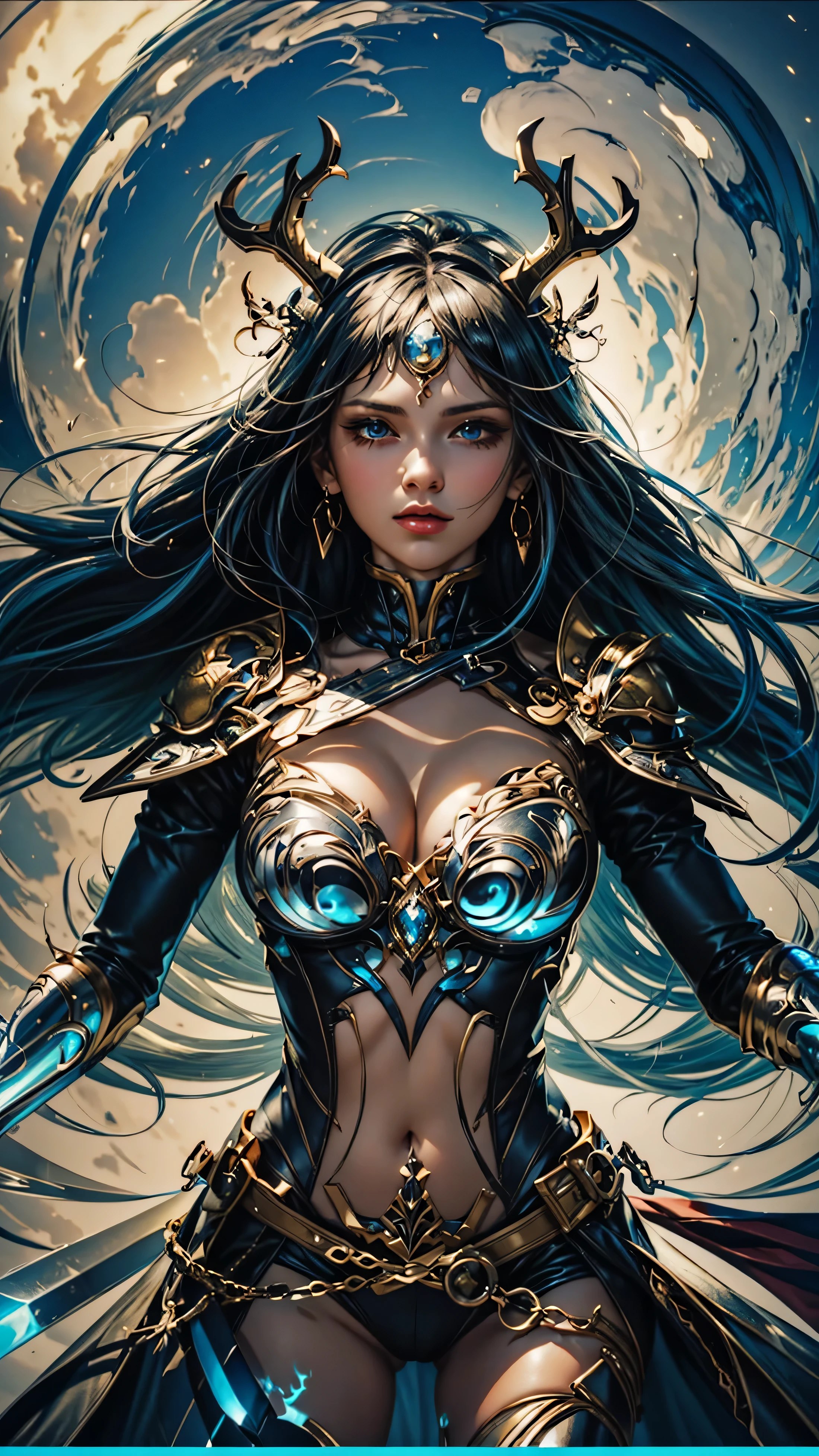 a close up of a woman with a sword and a sun in the background, epic fantasy digital art style, epic fantasy art style hd, epic fantasy art style, 2. 5 d cgi anime fantasy artwork, fantasy art style, anime fantasy artwork, anime fantasy illustration, epic fantasy style art, 4k fantasy art, style of artgerm, artgerm and wlop