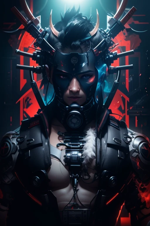 complex 3d render ultra detailed beautiful death angel, biomechanical cyborg, analog 150 mm lens, beautiful natural soft rim light, neon vein, roots, fine foliage lace, colorful details, Boris Bidjan Saberi outfit, pearl earrings, piercing, art nouveau fashion embroidered, intricate details, mesh wire, mandelbrot fractal, facial muscles, cable wires, microchip, badass, hyper realistic, ultra detailed, octane render, volumetric lighting, 8k post-production, red and white with a bit of black, detailled metalic bones, semi human, iridescent colors, Glenn Brown style, futuristic room, power of the god, high-angle shot, complex body poses