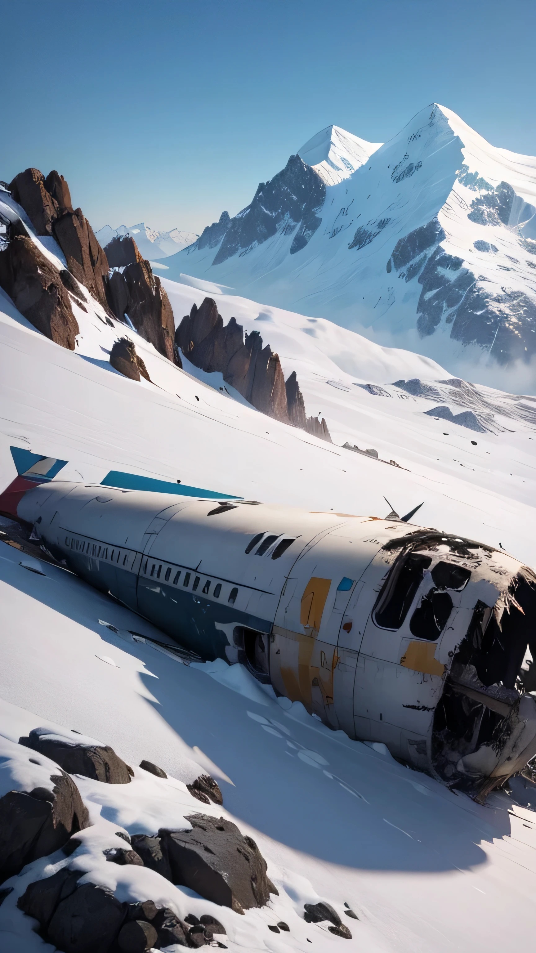 the plane crashed into a mountain, the plane was destroyed
