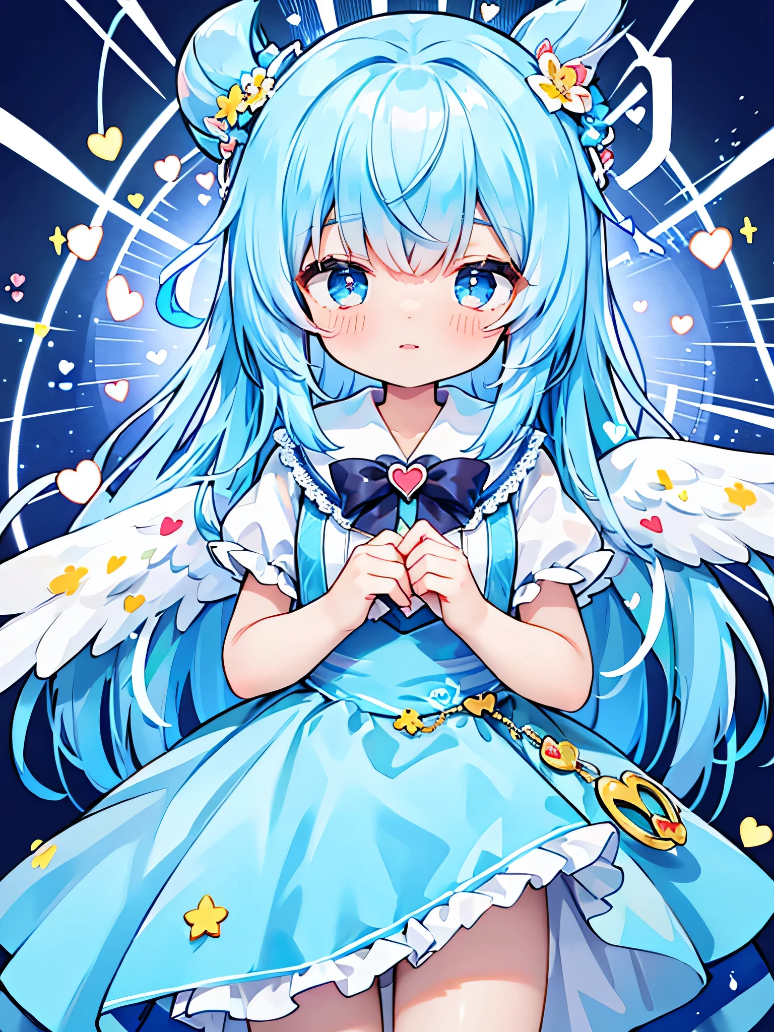 super high quality Super high quality masterpiece Idol Dress Cute Heart light blue hair