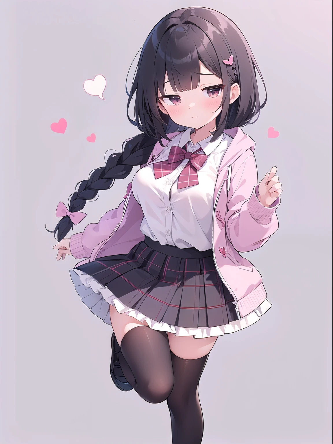 Boobs Naked ..._pin bow bowtie braid brOwn_eyes collared_shirt dojikko_Pause_shirt frilled_shirt_color free joint_skirt frills hair_bow hair_ornament hairpin hand_upon_Own_head, heart, heart_hair_decorative hood_jacket jacket lupong_hair upone_eye_closed pentagon pink_hair plaid plaid_ribbon plaid_pleated skirt_skirt shirt shoelaces shoes simple_background standing skirt solo star_(symbol) twin_Braid wariza white_background white_Thighhighs, full body