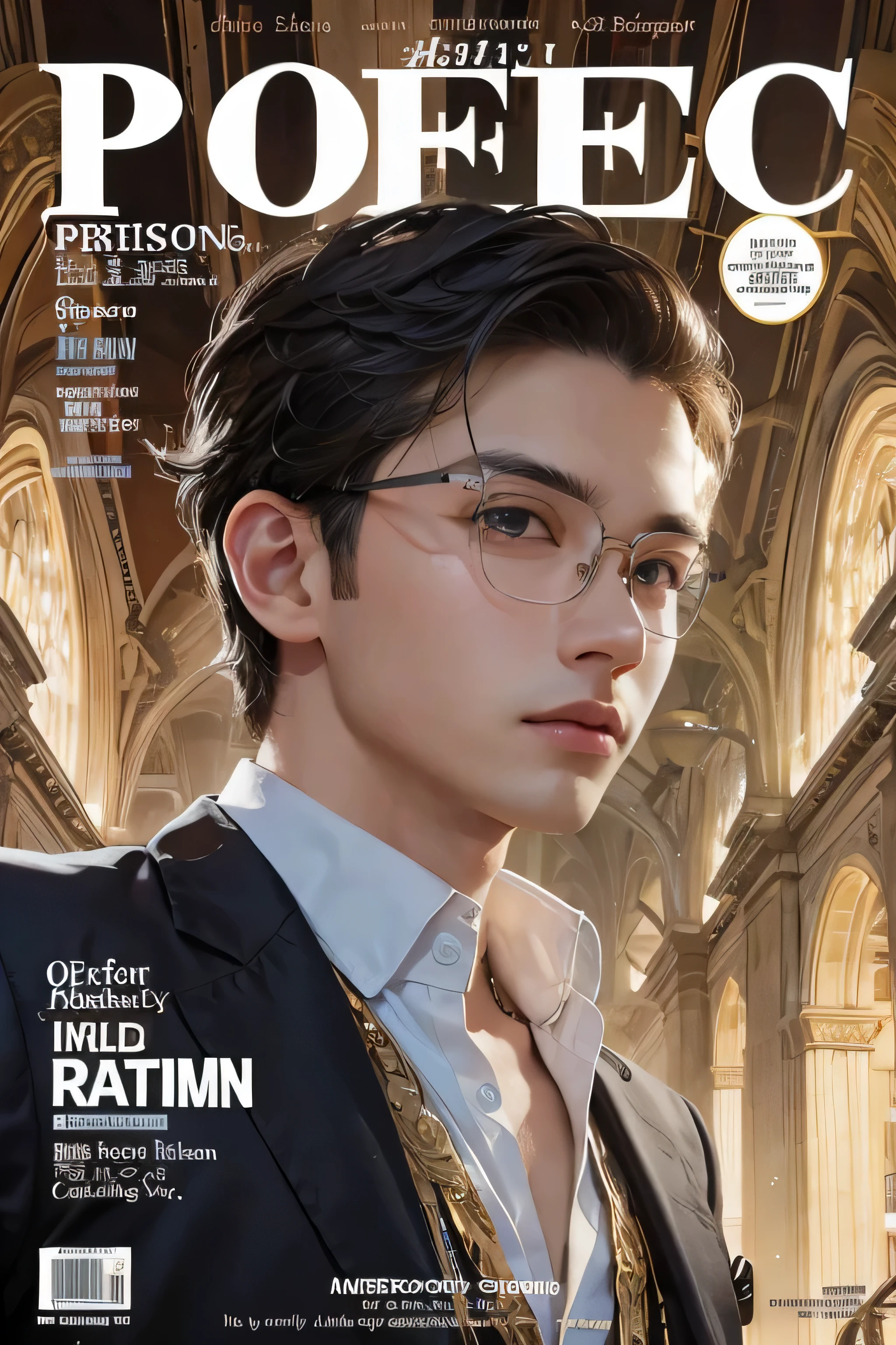 Wearing glasses , male