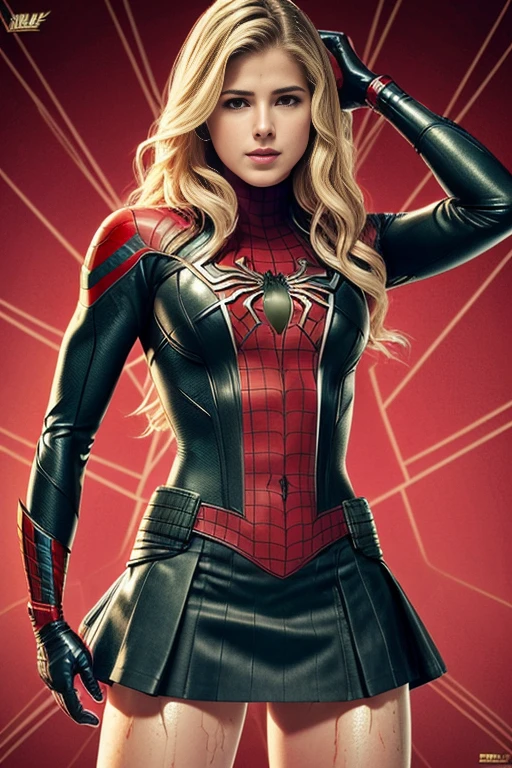 Emily Bett Rickards、マーベル・コミック映画のposter, very beautiful, movies about spiderman, sexy, whole body, I'm wearing a skirt、premiere date, poster、belly buttonを突き出す、new york、she's wearing a torn spiderman suit,the suit is torn、wearing a skirt、 red and black color scheme,dynamic、masterpiece、highest quality、super detailed、very detailed、Detailed beautiful shine、超A high resolution、cinematic,tear,teardrop,(torn clothes:1.5), (wet clothes:1.4), bare shoulders,real rain,wet hair,belly button、exposing skin、sexyな肩を見せてる