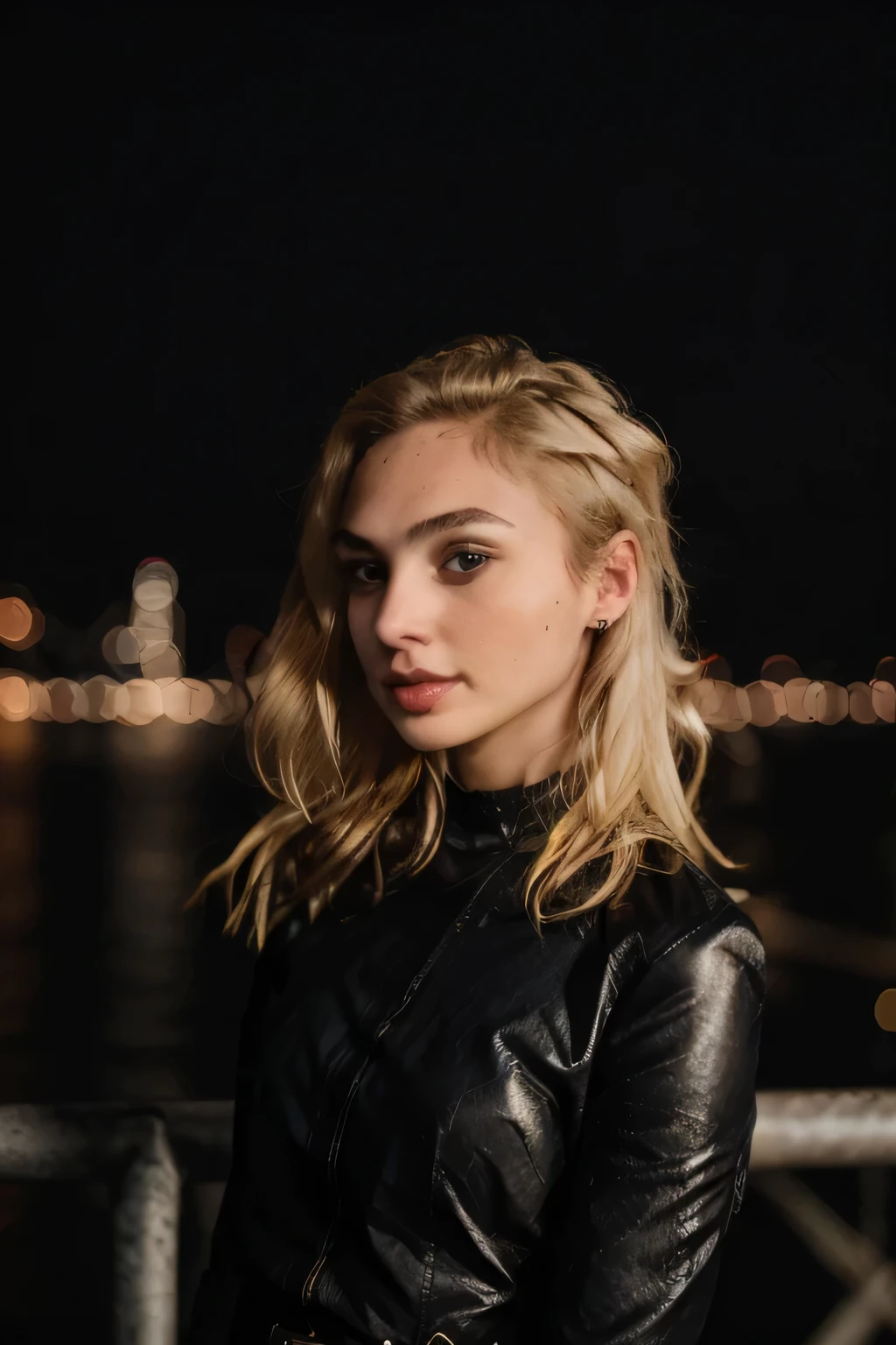 super cute blonde woman in a dark theme