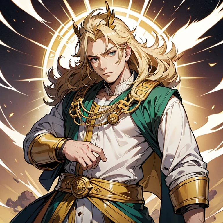 Generarme un personaje 2D tipo anime basado en el rey midas pero con rasgos pueblerinos y que este sea masculino con ropa de campo o siembra