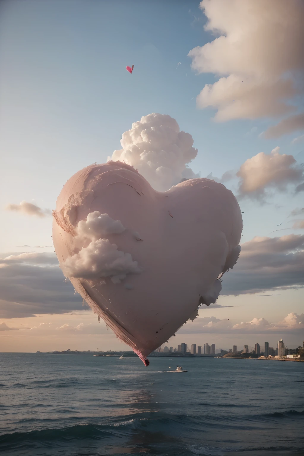 ((Melhor qualidade)), ((obra de arte)), (detalhado) a place with pink sky with broken heart cloud.