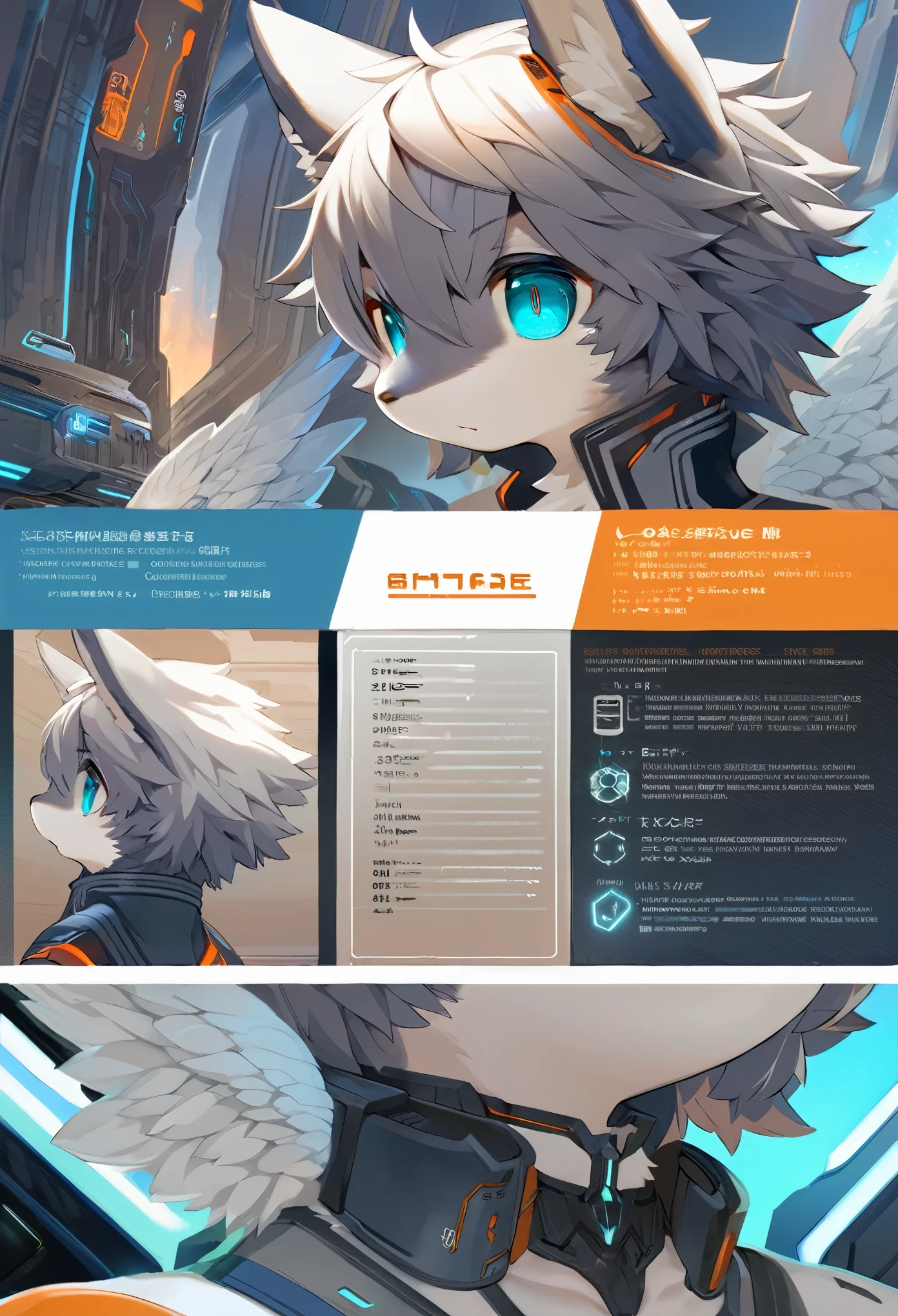 ((masterpiece)), (ultra detailed), (best quality), detailed background, (style of Science Fiction), (concept art, character sheet), game package, absurdres(highly detailed beautiful face and eyes)perfect anatomy(angelic handsome boy, kemono, )(furry anthro),
