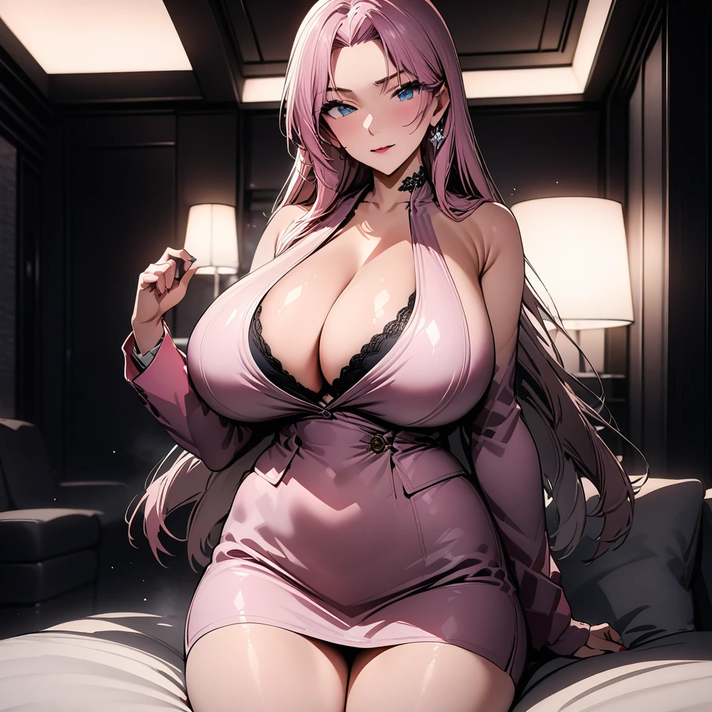 (masterpiece, best quality:1.2), 1 woman, (solo:1.2),big breasts,full-body shot, pink jacket, Cute mature beauty, Perfect body, UHD,