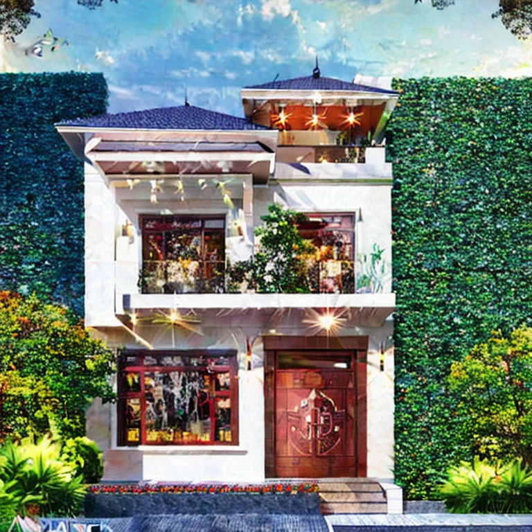 (masterpiece, best quality:1.2) ,Neoclassic house, Neoclassic villa, white wall, super detail, vray render , realistic photo of architecture, render 