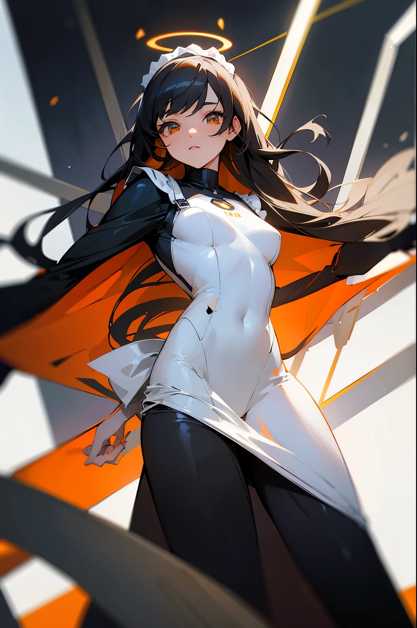 common woman, breasts big, thin hips, and wide belt, long black hair, Eyes red.