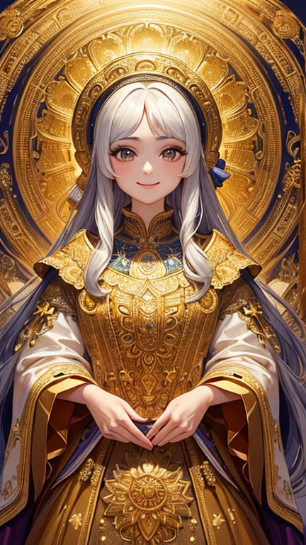 (obra maestra, of the highest quality, of the highest quality, arte oficial, hermoso y estetico:1.2), (1 chica), Muy detallado,(fractal art:1.3),Smiling girl、Colas gemelas