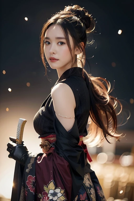 warrior,arms,armor,sword,alone,japanese armor,warrior,long hair,black hair,holding,knife,holding arms,topknot,looking at the viewer,cigarette,1 girl,hair ornaments,ponytail,sheath,black eye,holding sword,shoulder armor,Blood,male focus,Hairpin,kusazuri,sheathed,gloves,kimono,Blood splatter,Are standing,black gloves,looking to the side,cowboy shot,Wind,breastplate,realistic,high ponytail,floating hair,sheath,
highest quality,masterpiece,very delicate and beautiful,cg,unity,8k wallpaper,wonderful,finely,masterpiece,official art,very detailed cg unity 8k wallpaper,incredibly absurd,huge file size,Super detailed,High resolution,very detailed,