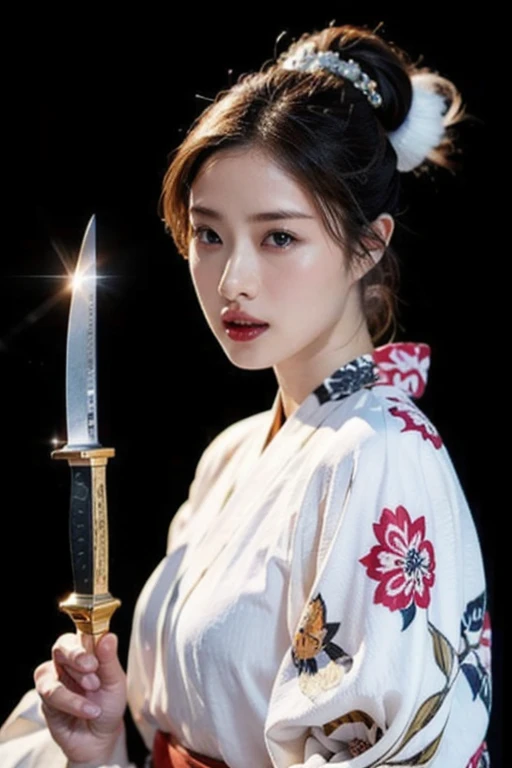 warrior,arms,armor,sword,alone,japanese armor,warrior,long hair,black hair,holding,knife,holding arms,topknot,looking at the viewer,cigarette,1 girl,hair ornaments,ponytail,sheath,black eye,holding sword,shoulder armor,Blood,male focus,Hairpin,kusazuri,sheathed,gloves,kimono,Blood splatter,Are standing,black gloves,looking to the side,cowboy shot,Wind,breastplate,realistic,high ponytail,floating hair,sheath,
highest quality,masterpiece,very delicate and beautiful,cg,unity,8k wallpaper,wonderful,finely,masterpiece,official art,very detailed cg unity 8k wallpaper,incredibly absurd,huge file size,Super detailed,High resolution,very detailed,