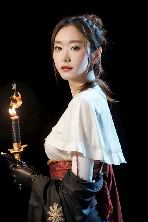 warrior,arms,armor,sword,alone,japanese armor,warrior,long hair,black hair,holding,knife,holding arms,topknot,looking at the viewer,cigarette,1 girl,hair ornaments,ponytail,sheath,black eye,holding sword,shoulder armor,Blood,male focus,Hairpin,kusazuri,sheathed,gloves,kimono,Blood splatter,Are standing,black gloves,looking to the side,cowboy shot,Wind,breastplate,realistic,high ponytail,floating hair,sheath,
highest quality,masterpiece,very delicate and beautiful,cg,unity,8k wallpaper,wonderful,finely,masterpiece,official art,very detailed cg unity 8k wallpaper,incredibly absurd,huge file size,Super detailed,High resolution,very detailed,