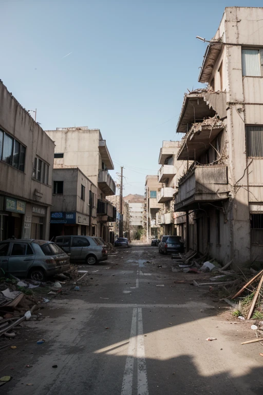 ((Melhor qualidade)), ((obra de arte)), (detalhado), imagem de uma cidade abandonada, full of vegetation, carros velhos abandonados, Destroyed buildings, toda suja, apocalyptic scenario, aspecto macabro,bem triste,sem vida