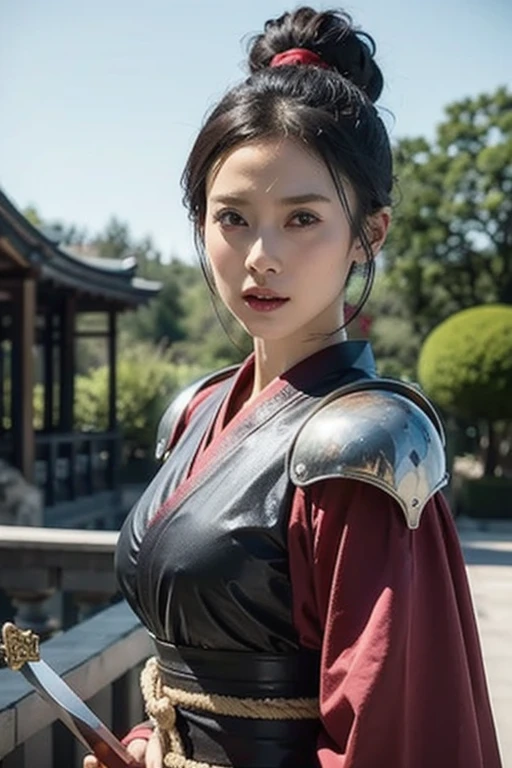 warrior,arms,armor,sword,alone,japanese armor,warrior,long hair,black hair,holding,knife,holding arms,topknot,looking at the viewer,cigarette,1 girl,hair ornaments,ponytail,sheath,black eye,holding sword,shoulder armor,Blood,male focus,Hairpin,kusazuri,sheathed,gloves,kimono,Blood splatter,Are standing,black gloves,looking to the side,cowboy shot,Wind,breastplate,realistic,high ponytail,floating hair,sheath,
highest quality,masterpiece,very delicate and beautiful,cg,unity,8k wallpaper,wonderful,finely,masterpiece,official art,very detailed cg unity 8k wallpaper,incredibly absurd,huge file size,Super detailed,High resolution,very detailed,