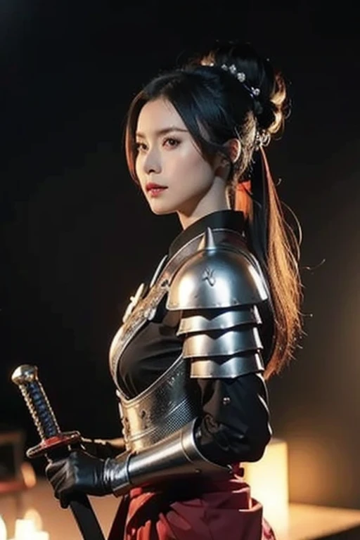 warrior,arms,armor,sword,alone,japanese armor,warrior,long hair,black hair,holding,knife,holding arms,topknot,looking at the viewer,cigarette,1 girl,hair ornaments,ponytail,sheath,black eye,holding sword,shoulder armor,Blood,male focus,Hairpin,kusazuri,sheathed,gloves,kimono,Blood splatter,Are standing,black gloves,looking to the side,cowboy shot,Wind,breastplate,realistic,high ponytail,floating hair,sheath,
highest quality,masterpiece,very delicate and beautiful,cg,unity,8k wallpaper,wonderful,finely,masterpiece,official art,very detailed cg unity 8k wallpaper,incredibly absurd,huge file size,Super detailed,High resolution,very detailed,