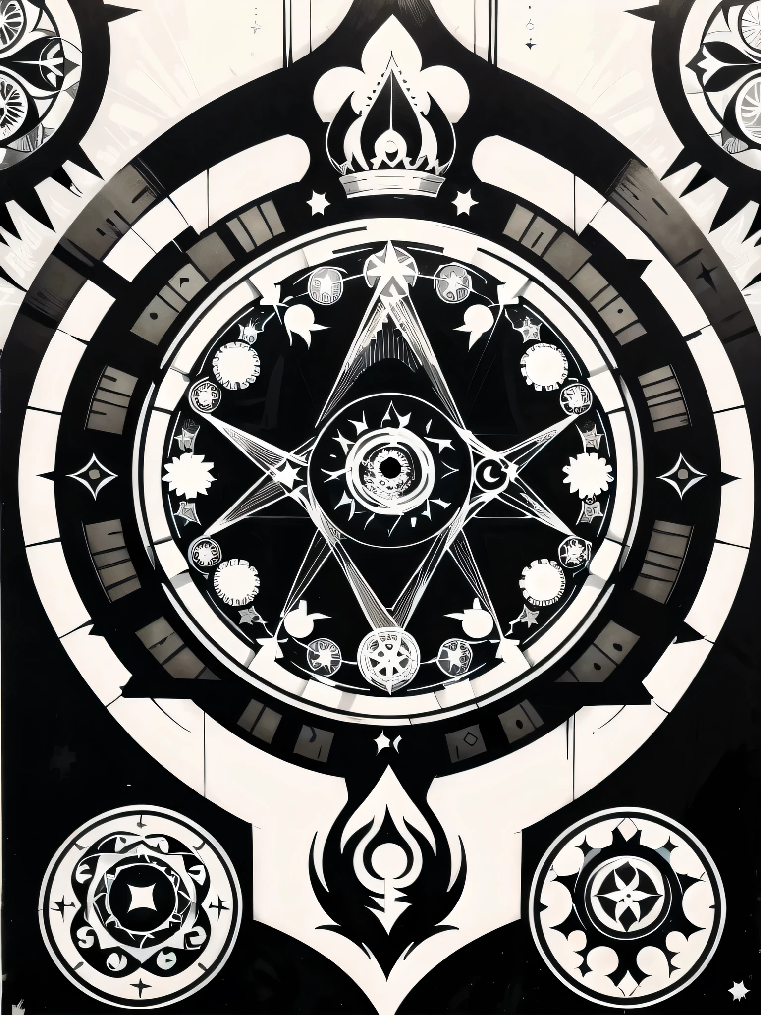 a black and white drawing of a circular design with a star,, mandala, black and white vector art, sigil, lament configuration, mystic alchemical art, engraved vector