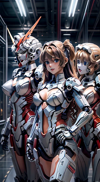 masterpiece,
high quality,
Many robot girls,
Group Selfie,
perfect face,
brown hair,
blonde hair,
curly hair,
hairstyle that suits you,
ヘーゼルcolorの目,
All of them have Gundam-like breasts,
All have human female faces.,
Everyone's internal skeleton is completely visible except for their face.,
sexy ,
Everyone except their faces are machines.,
All ball jointed,
All of them have exposed internal skeletons except for their faces.,
not wearing anything,
smile, flat_color, full body, seductive pose,
Group Selfie,
pose