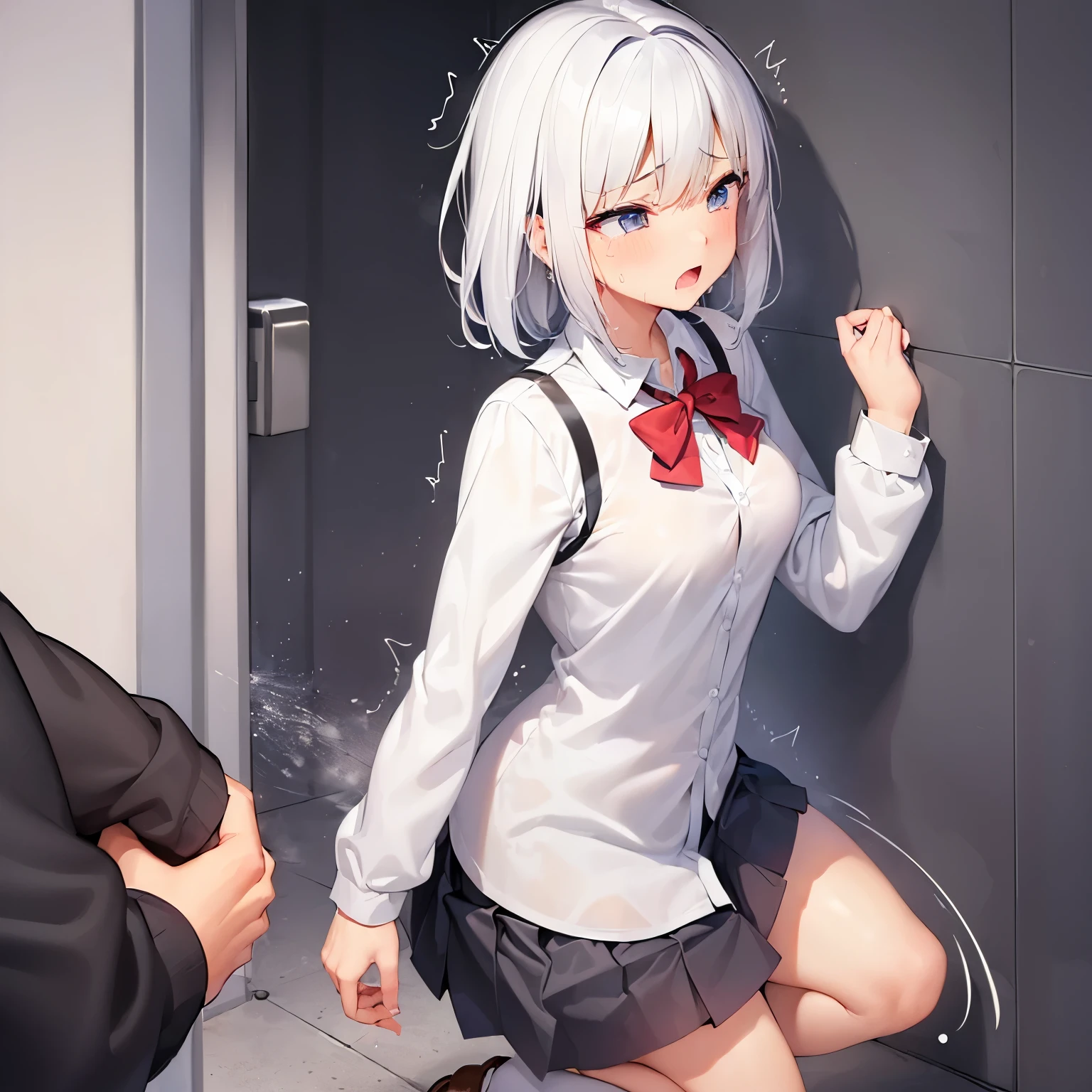 NSFW,Hololive,Amane Kanata,Small breasts,(Swimsuit:1.5),(See-through:1.5),(Perfect hands),(Perfect Anatomy),(masterpiece),(highest quality),Embarrassed,blush,One man,(Doing sex:1.5),(orgasm:1.5),(Ecstasy face:1.5),(Subject:1.5),Lift your butt,locker room
