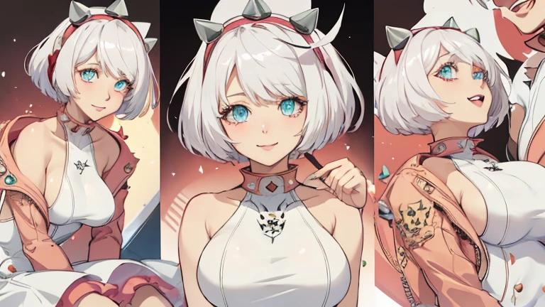 best quality,ultra-detailed,elphelt valentine,portrait,charming smile,detailed eyes,beautiful,vibrant colors,warm lighting, full body view