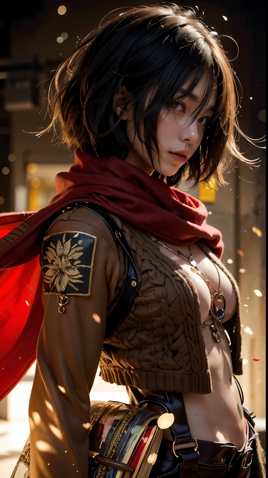 (Best quality, 8k, 32k, Masterpiece, UHD:1.2),Photo of Pretty Japanese woman, large breasts, very short bob hair,upper body,face focus,oversized_sweater, necklace, simple background, from above, looking at viewer,