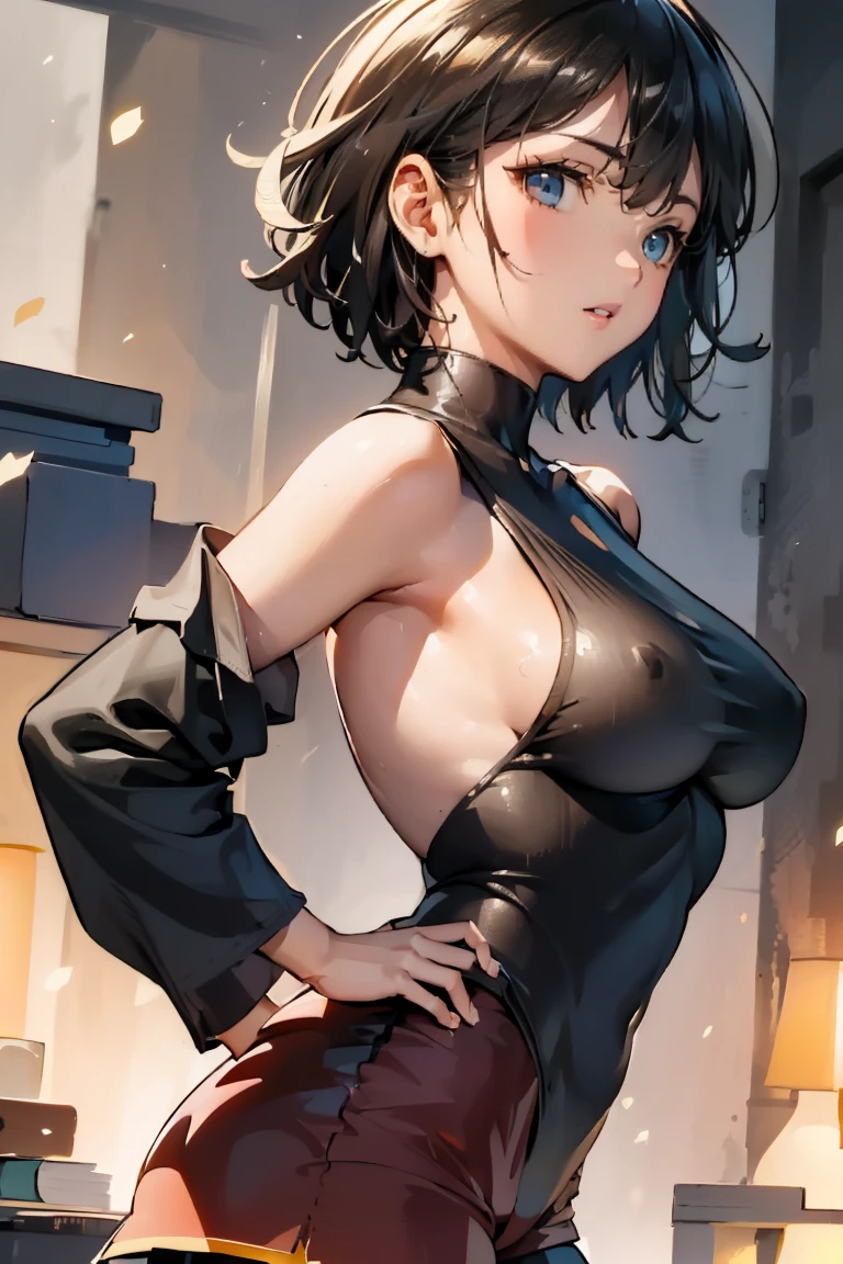 ((highest quality)), ((masterpiece)), (get used to it:1.4), 3D,HDR (high dynamic range),ray tracing,NVIDIA RTX,super resolution,unreal 5,scattered under the water,PBR texturing,Post-processing,anisotropic filtering,Depth of written boundary,Maximum clarity and sharpness,multilayer texture,Albedo and specular maps,surface shading,Accurate simulation of light-matter interactions,perfect proportions,octane rendering,two-tone lighting,wide aperture,Low ISO,White balance,Rule of thirds,8K RAW, beautiful illustrations, (natural side lighting, movie lighting),
looking at the viewer, Upper body, (Front view), 1 girl, Japanese, perfect face, Cute symmetrical face, shiny skin, baby face, long eyelashes, (big breasts),
beautiful hair, beautiful face, fine and beautiful eyes, beautiful body, beautiful breasts, beautiful thighs, beautiful feet, beautiful fingers,
(beautiful scenery), (cute smile, Upper grade), (1 girl), {Hide all breasts:1.2}((Low-Rise Hot Pants:1.5))、(Wearing a white sleeveless turtleneck:1.5)、(hands to hips:1.4)、(In the street:1.2), Sexy adult woman、shortcut hair, pixie cut 、Toned buttocks、closes mouth、Smile happily、big eye、Distinct double eyelids、Lashes、long neck、Absolute area、Clean collarbone、face perfect、thin lips、a small face、(gazing at viewer、Highlights in the eyes、Black eyes、lipgloss)、(From the side:1.5)(Draw everything from head to foot:1.4)(Short stature、Platform Long Boots)Extraordinary beauty、super cute woman, fubuki, priest \(dq3\),mitre,tabard,elbow gloves